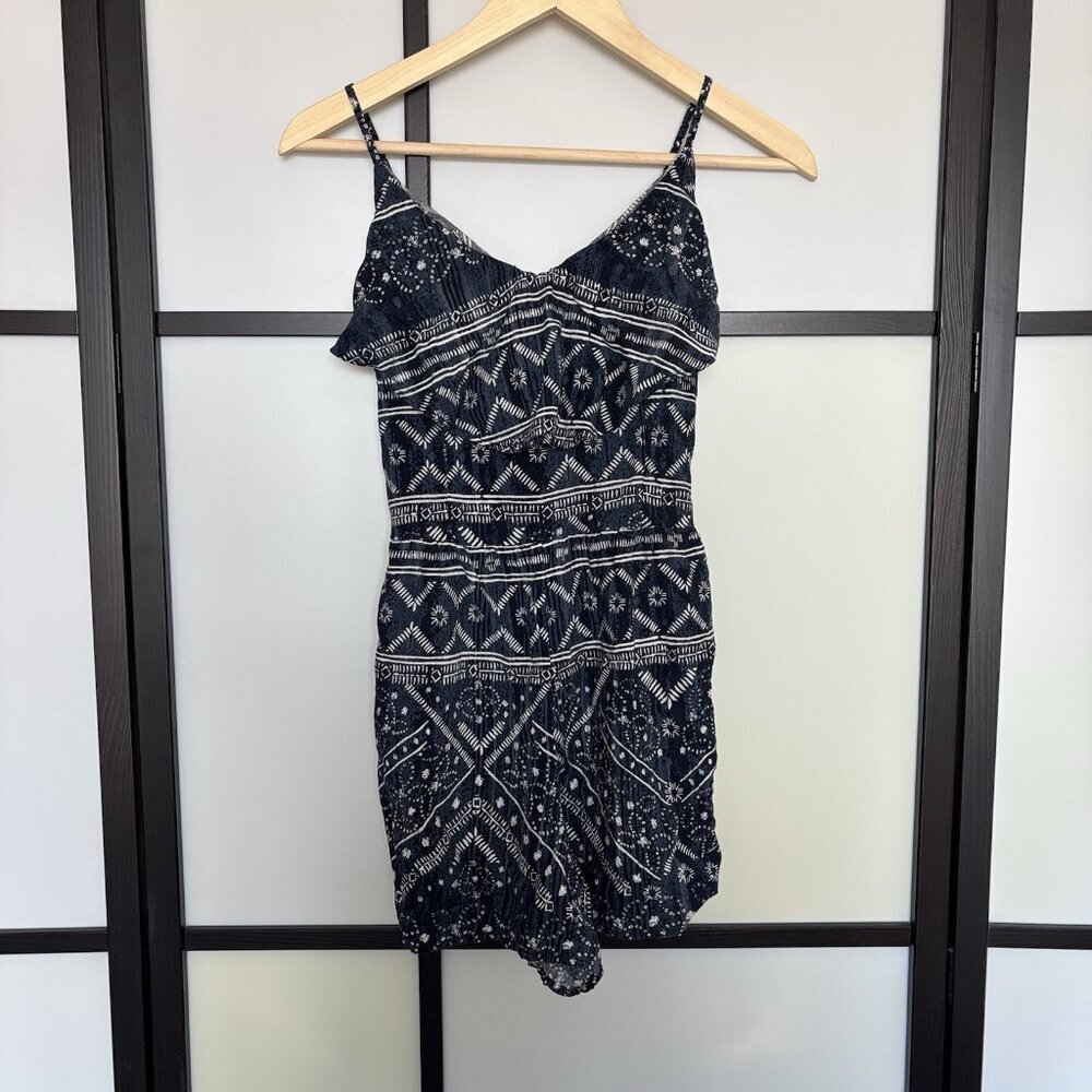 Abercrombie & Fitch Women’s Babydoll Romper S Blue Boho Southwestern‎ Festival